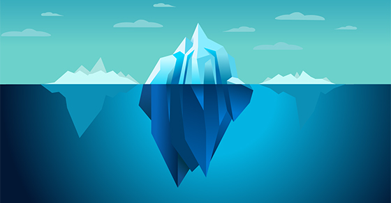 illustration of mostly submerged icebergs