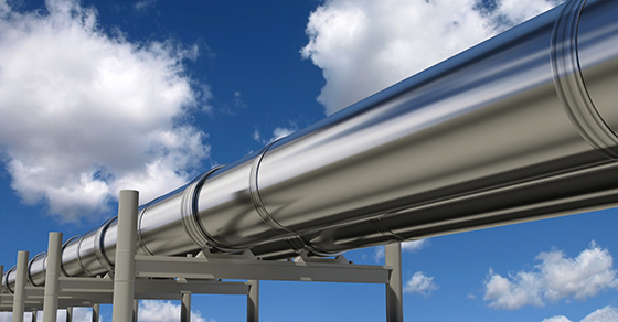 Oil pipelines isolated on blue sky