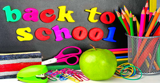 School supplies accompanied by text: "back to school"