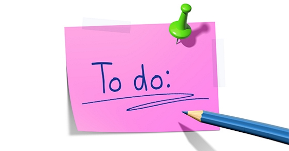 Note tacked to wall with underlined text "To do:"