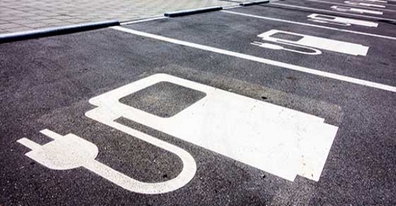 Parking spaces designated for electric vehicles