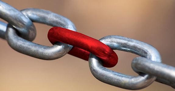 Links in a chain with center link colored red
